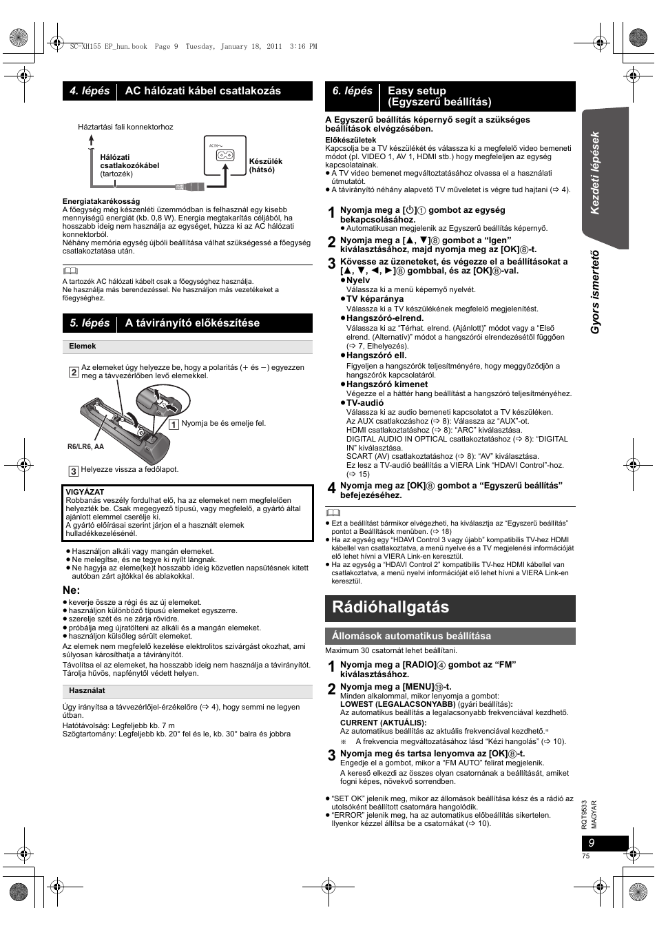 Rádióhallgatás | Panasonic SCXH155EP User Manual | Page 75 / 90