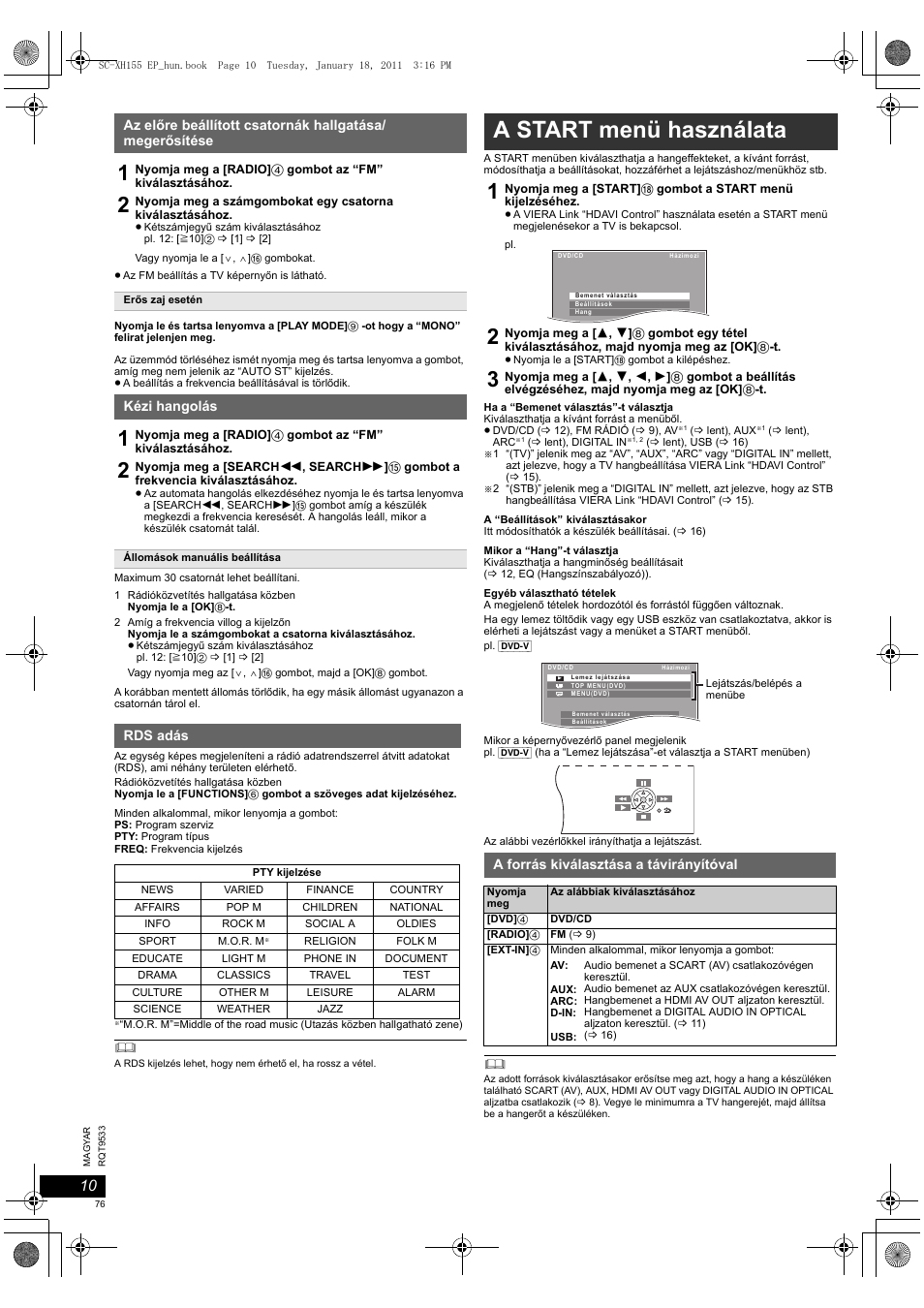 A start menü használata | Panasonic SCXH155EP User Manual | Page 76 / 90
