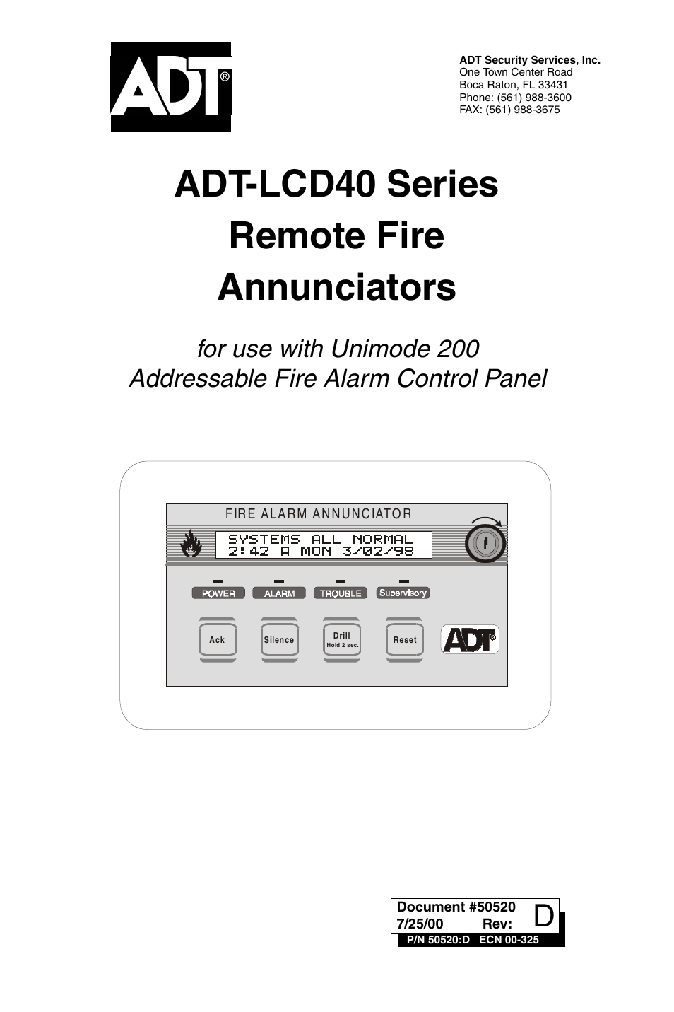 ADT Security Services ADT-LCD40 User Manual | 36 pages