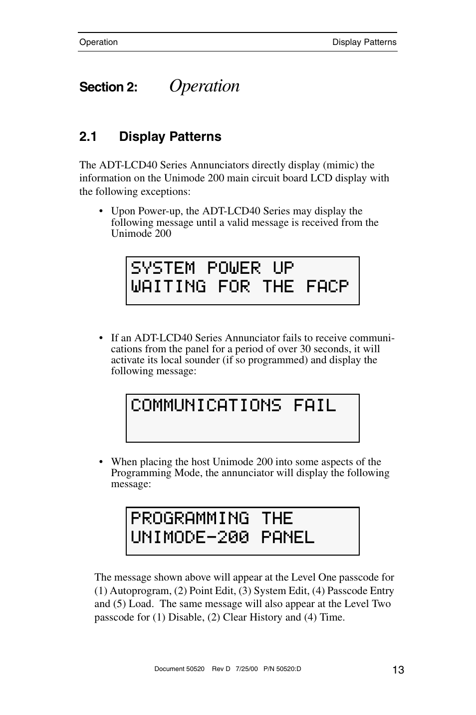 Operation | ADT Security Services ADT-LCD40 User Manual | Page 13 / 36