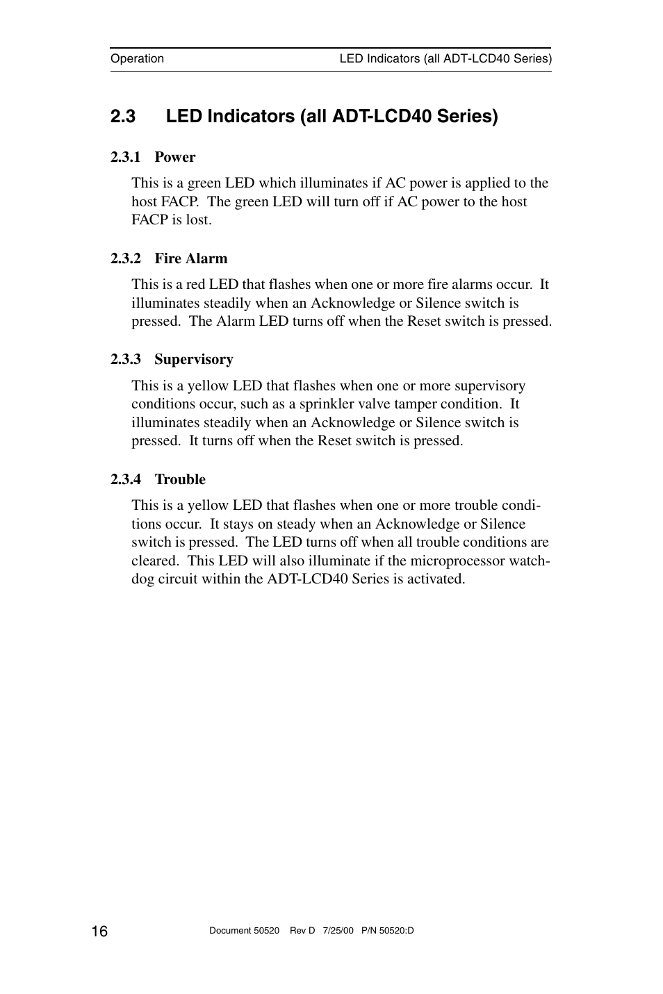 3 led indicators (all adt-lcd40 series) | ADT Security Services ADT-LCD40 User Manual | Page 16 / 36