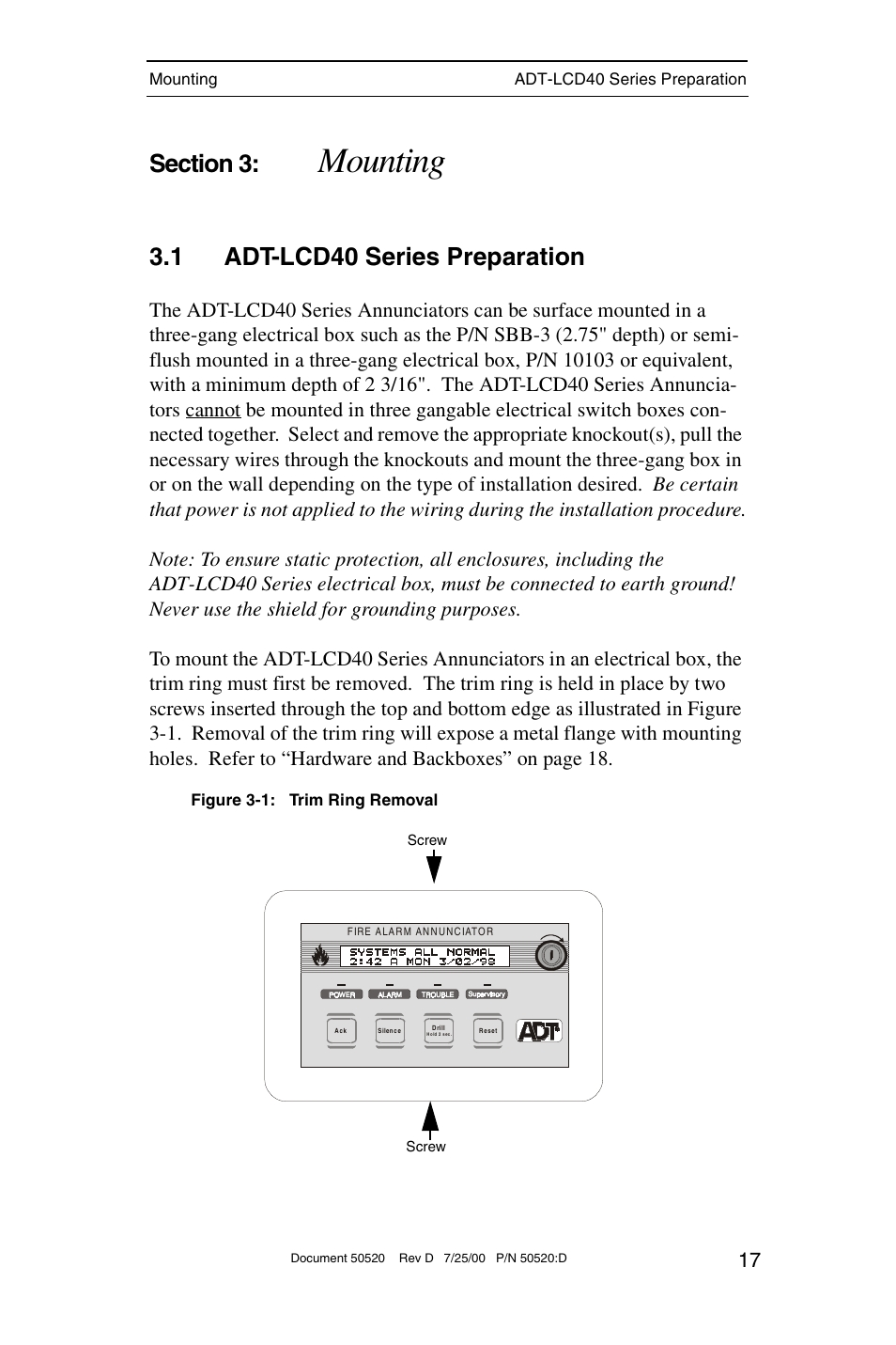 Mounting, 1 adt-lcd40 series preparation | ADT Security Services ADT-LCD40 User Manual | Page 17 / 36