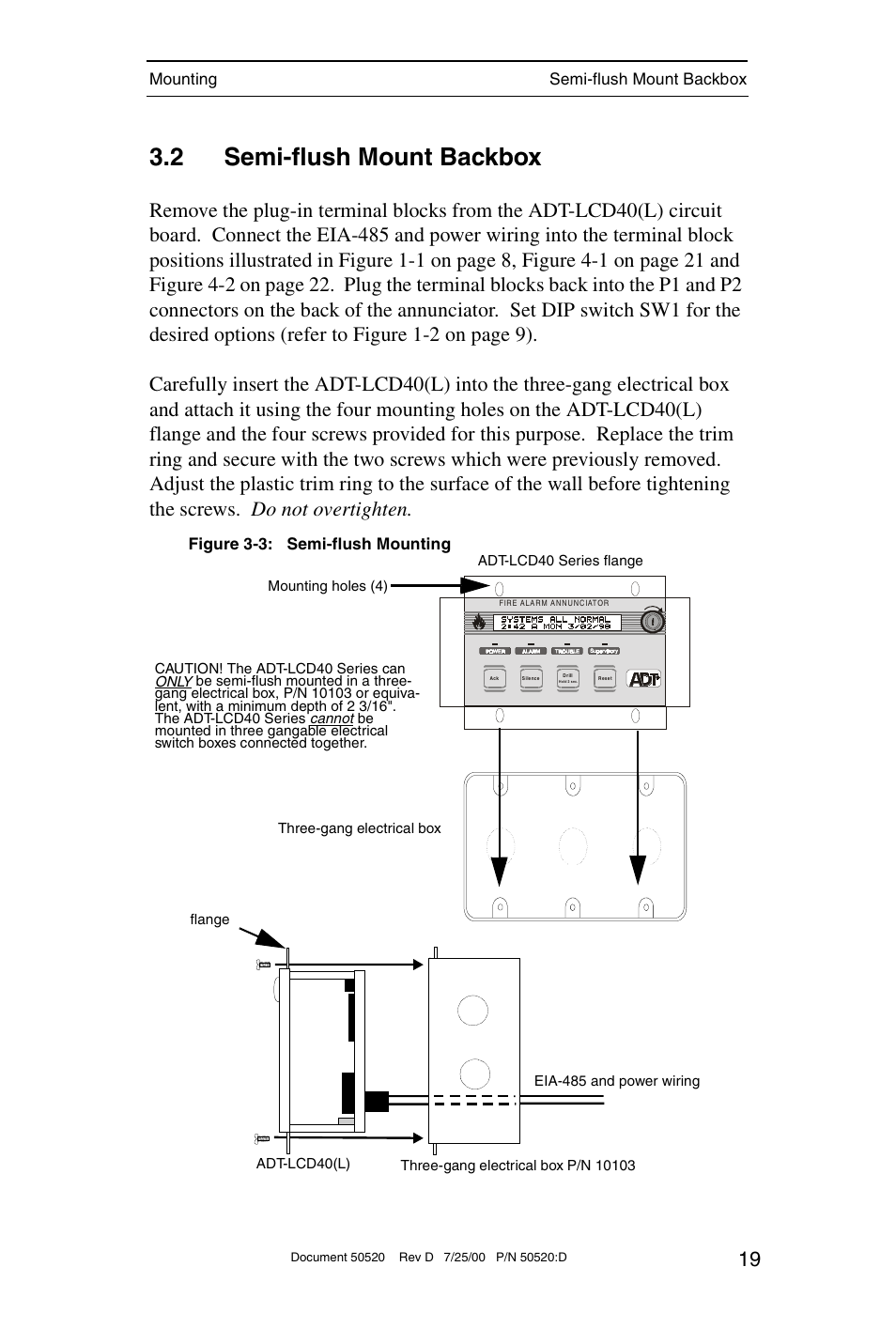 2 semi-flush mount backbox | ADT Security Services ADT-LCD40 User Manual | Page 19 / 36