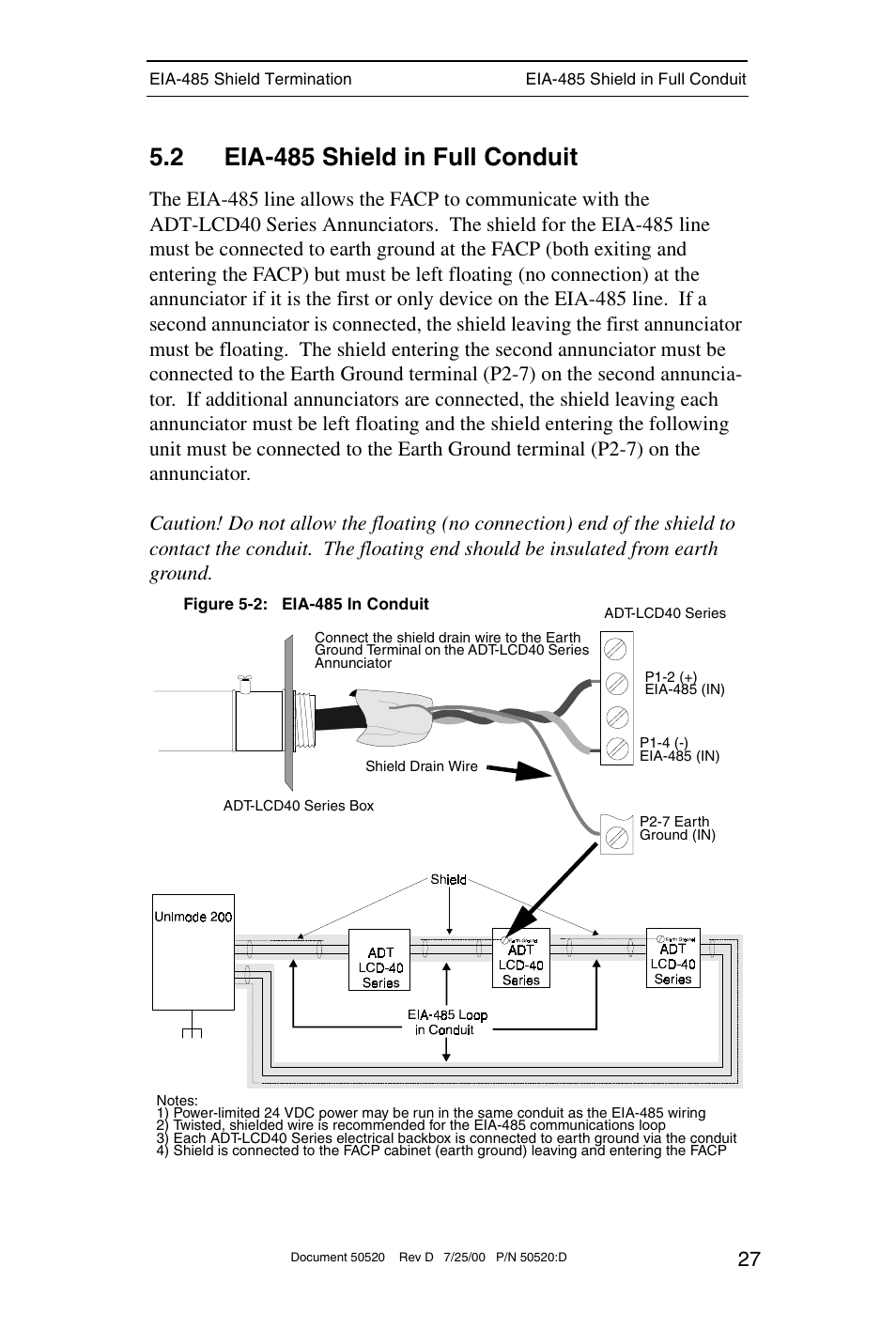 2 eia-485 shield in full conduit | ADT Security Services ADT-LCD40 User Manual | Page 27 / 36