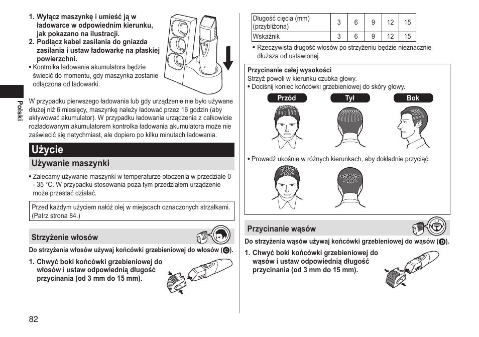 Użycie, Używanie maszynki | Panasonic ERGY10 User Manual | Page 82 / 124