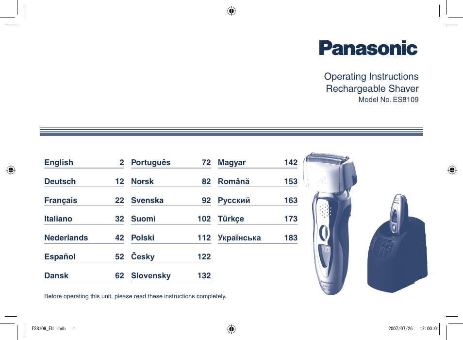 Panasonic ES8109 User Manual | 196 pages