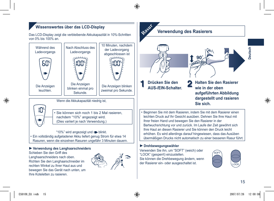 Rasur | Panasonic ES8109 User Manual | Page 15 / 196