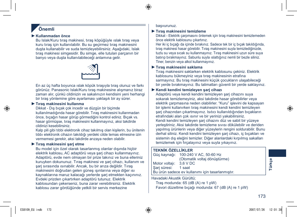 Panasonic ES8109 User Manual | Page 173 / 196