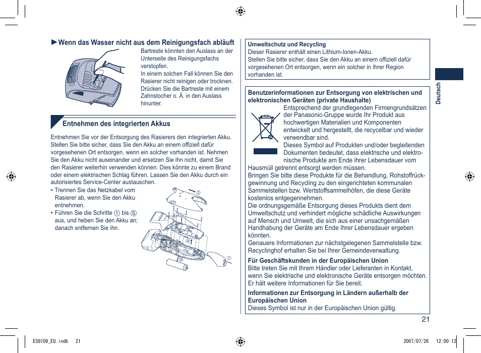 Panasonic ES8109 User Manual | Page 21 / 196