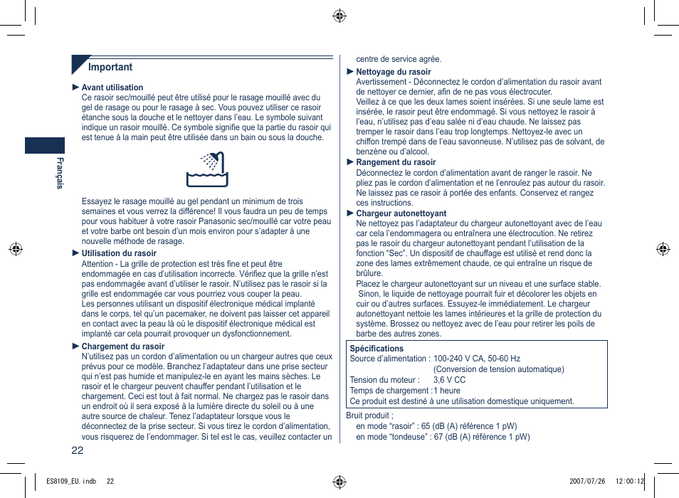 Panasonic ES8109 User Manual | Page 22 / 196