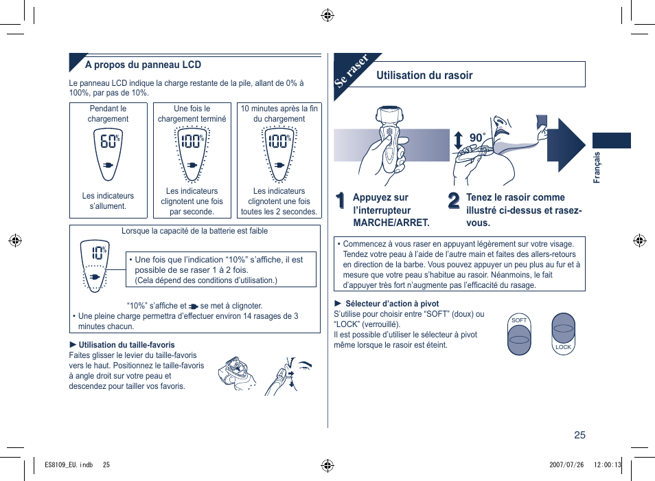 Se raser | Panasonic ES8109 User Manual | Page 25 / 196