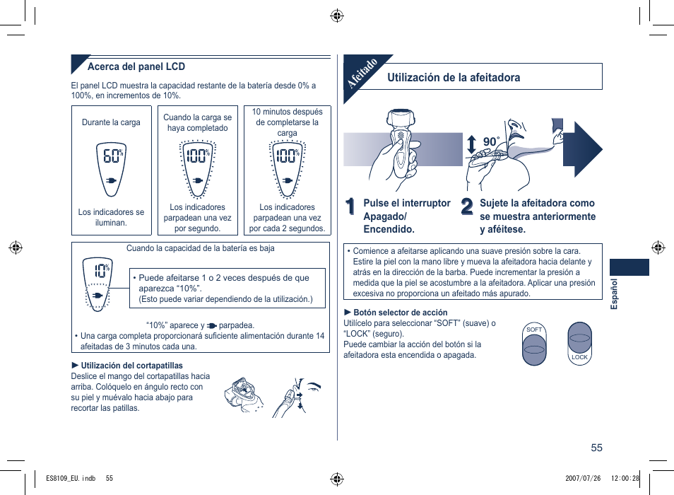 Afeitado | Panasonic ES8109 User Manual | Page 55 / 196
