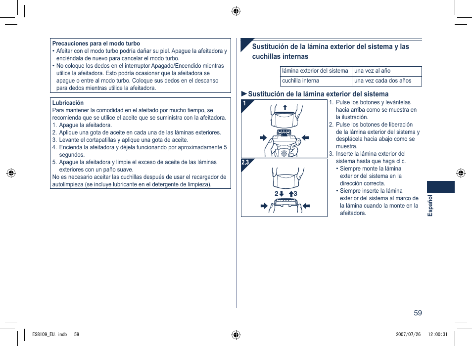 Panasonic ES8109 User Manual | Page 59 / 196