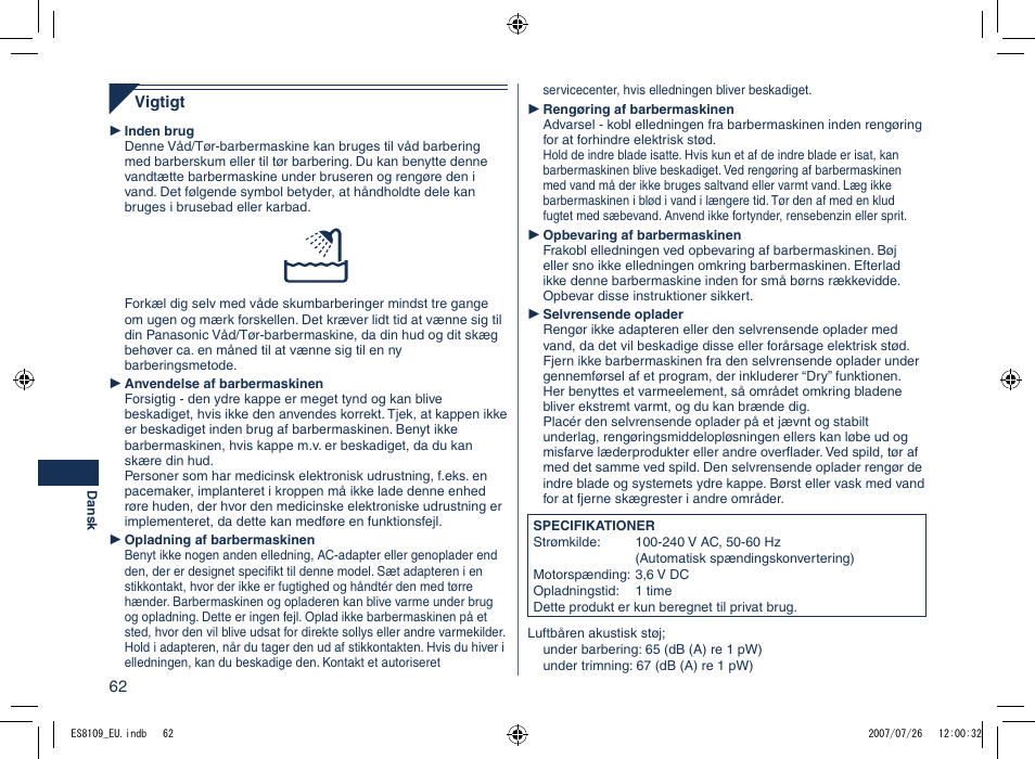 Panasonic ES8109 User Manual | Page 62 / 196