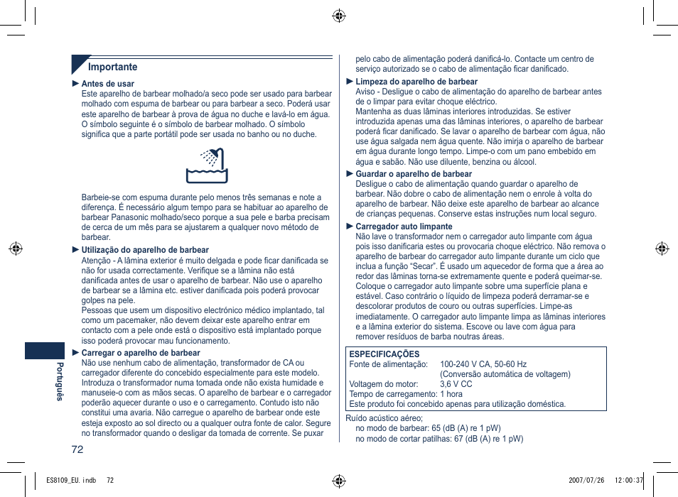Panasonic ES8109 User Manual | Page 72 / 196
