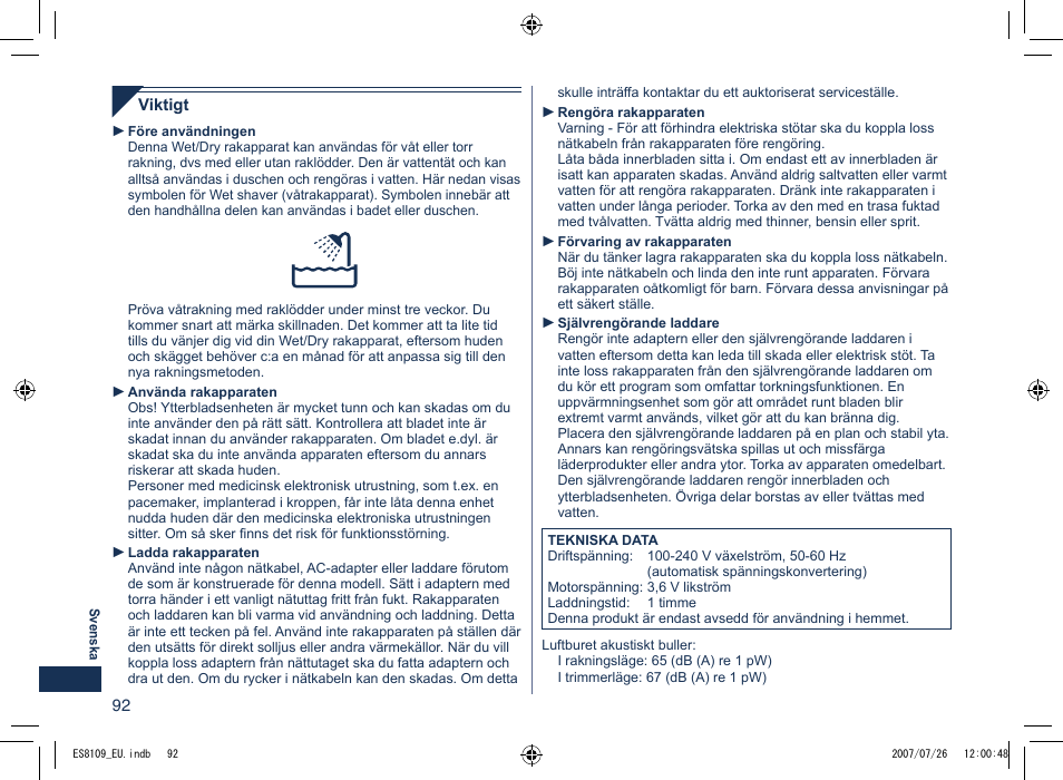 Panasonic ES8109 User Manual | Page 92 / 196