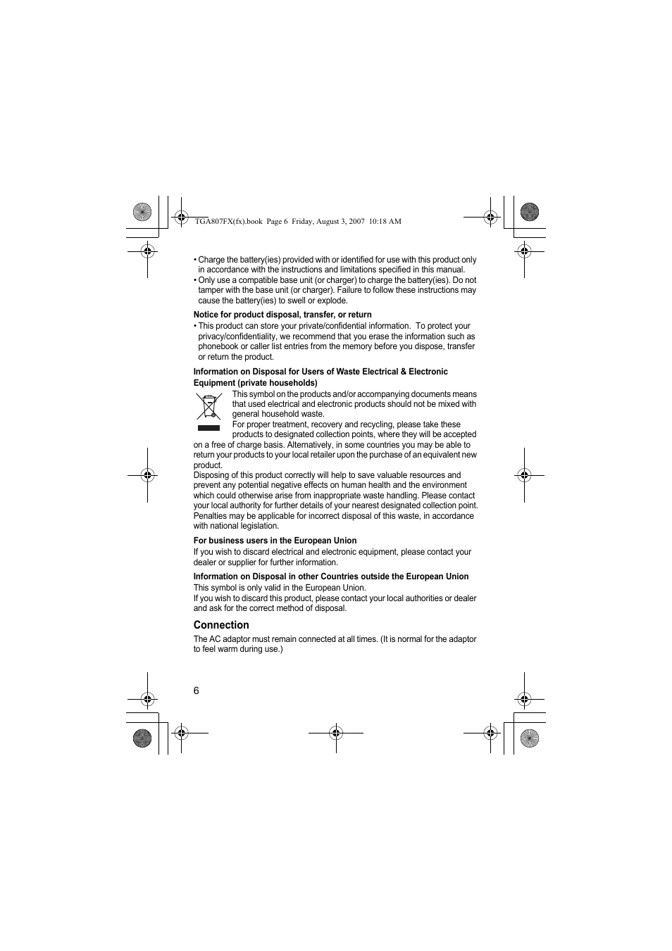Panasonic KXTGA807FX User Manual | Page 6 / 36