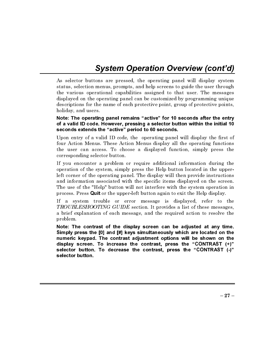 System operation overview (confd) | ADT Security Services Commercial Fire & Burglary Alarm System FOCUS 200 PLUS User Manual | Page 27 / 88