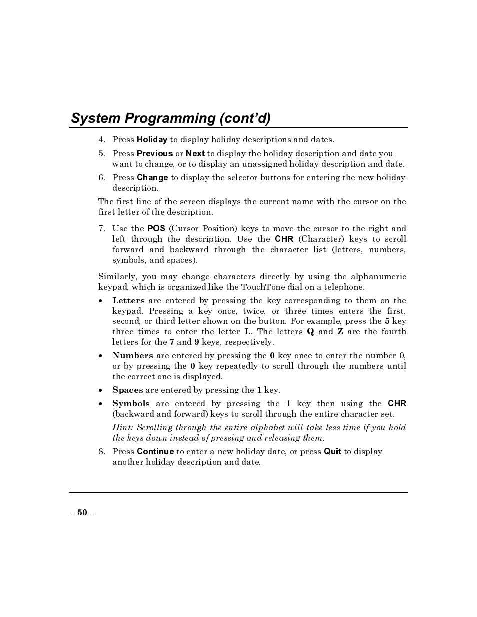 System programming (cont’d) | ADT Security Services Commercial Fire & Burglary Alarm System FOCUS 200 PLUS User Manual | Page 50 / 88