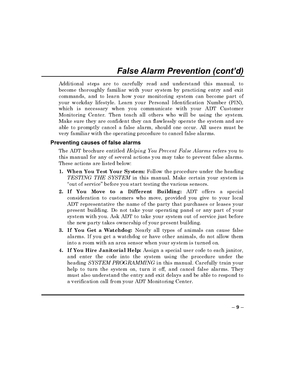 False alarm prevention (confd) | ADT Security Services Commercial Fire & Burglary Alarm System FOCUS 200 PLUS User Manual | Page 9 / 88