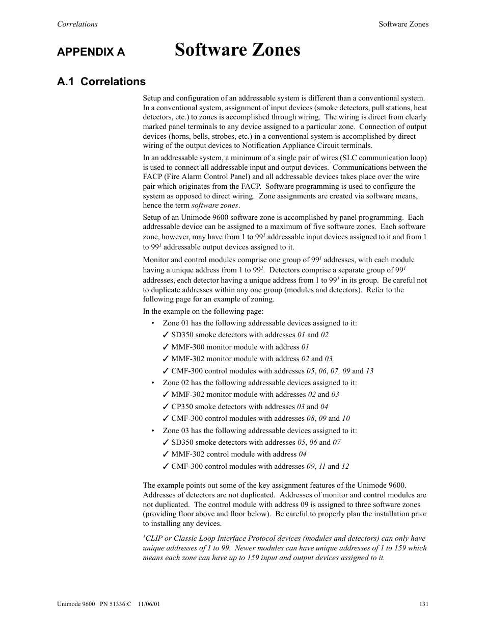 6riwzduh =rqhv, Appendix a, A.1 correlations | ADT Security Services Unimode 9600 User Manual | Page 131 / 148