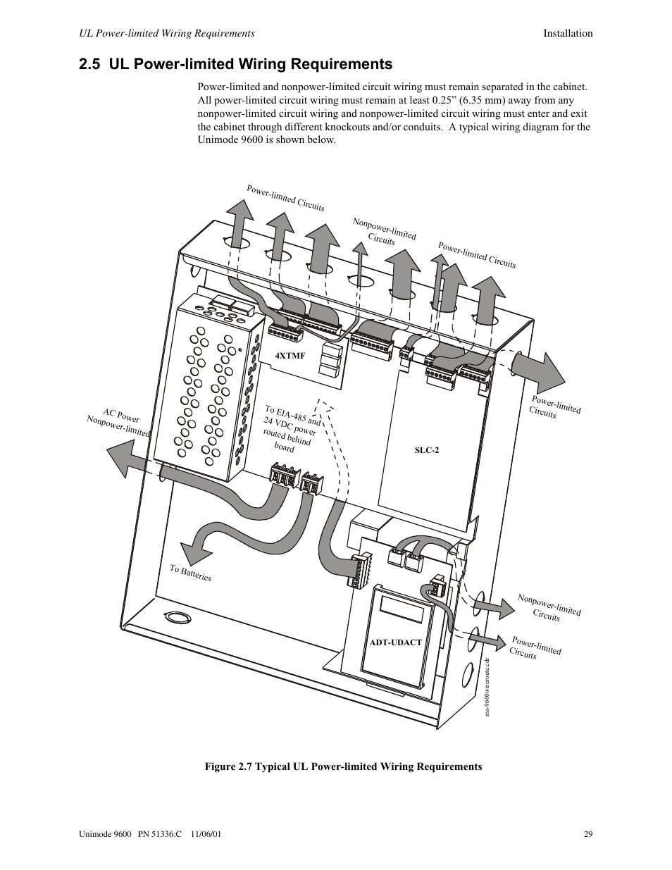 5 ul power-limited wiring requirements | ADT Security Services Unimode 9600 User Manual | Page 29 / 148