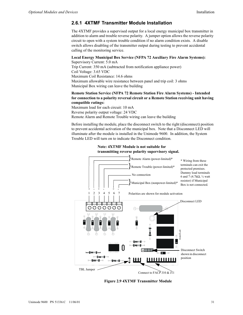 1 4xtmf transmitter module installation | ADT Security Services Unimode 9600 User Manual | Page 31 / 148