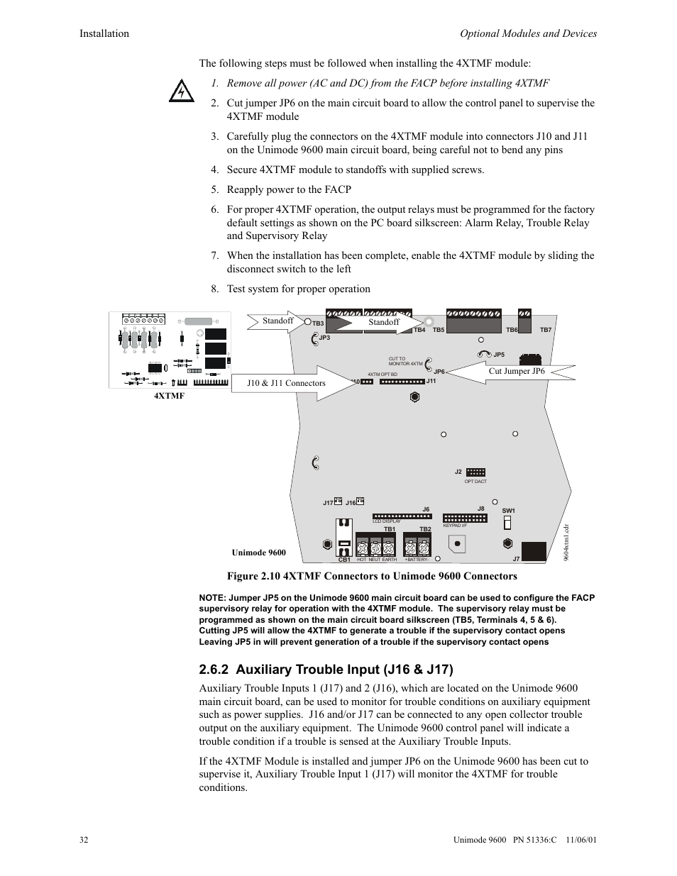 Qvwdoodwlrq 2swlrqdo 0rgxohv dqg 'hylfhv | ADT Security Services Unimode 9600 User Manual | Page 32 / 148
