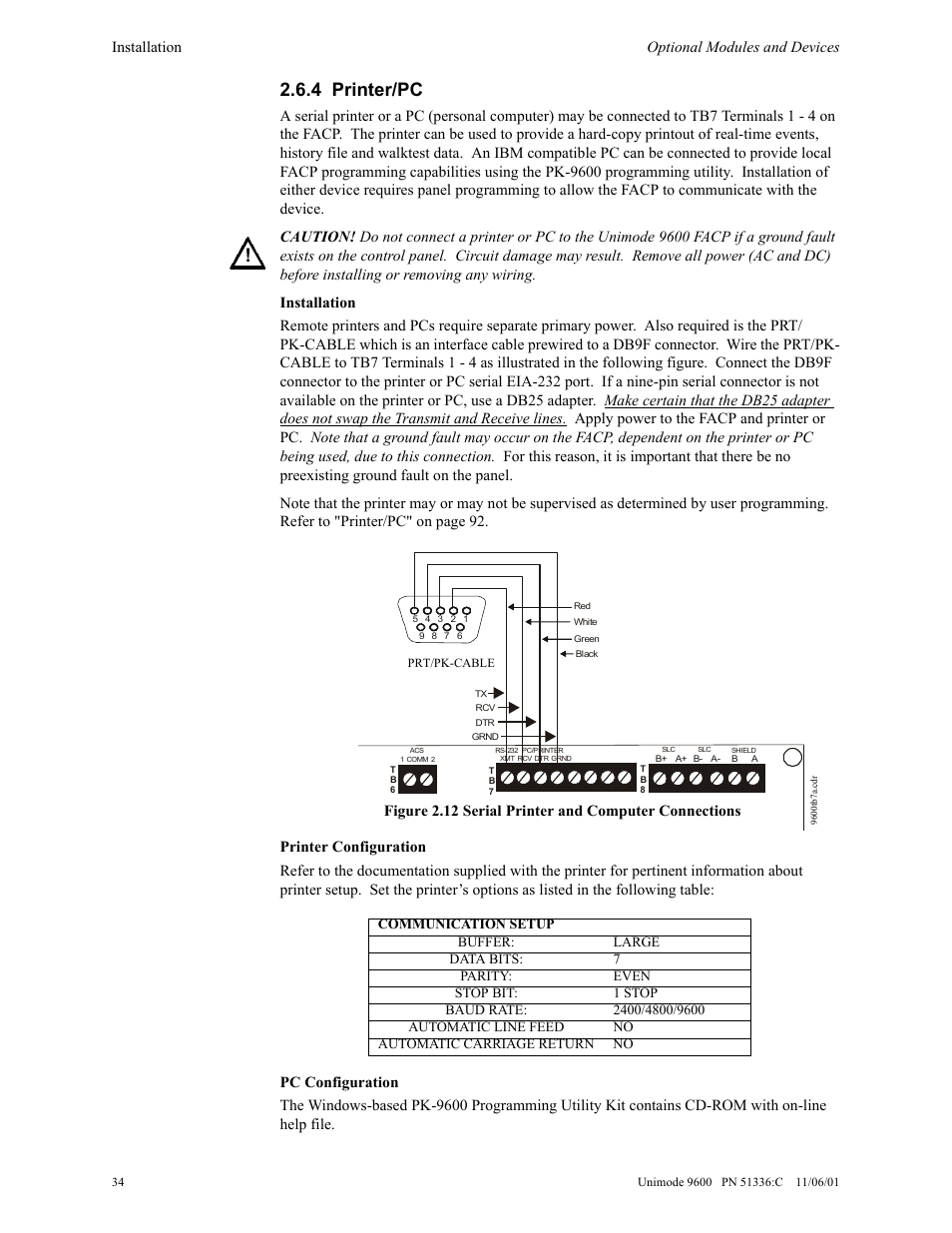 4 printer/pc | ADT Security Services Unimode 9600 User Manual | Page 34 / 148