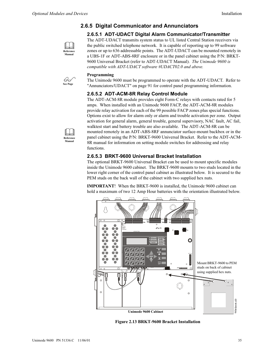 5 digital communicator and annunciators, 1 adt-udact digital alarm communicator/transmitter, 2 adt-acm-8r relay control module | 2swlrqdo 0rgxohv dqg 'hylfhv ,qvwdoodwlrq, Event, Hold 2 sec, 8qlprgh  31 | ADT Security Services Unimode 9600 User Manual | Page 35 / 148