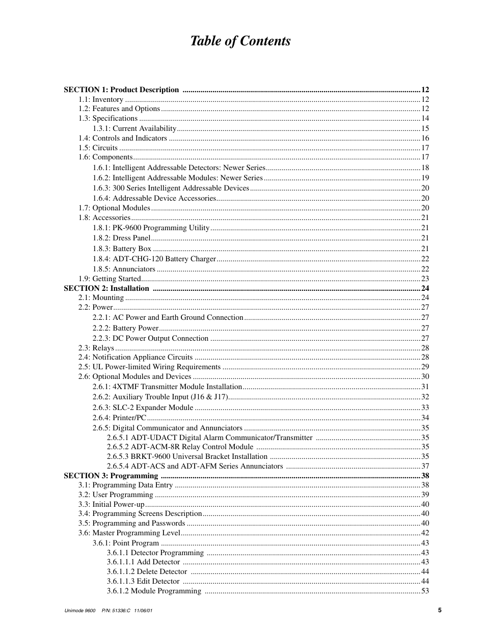 ADT Security Services Unimode 9600 User Manual | Page 5 / 148