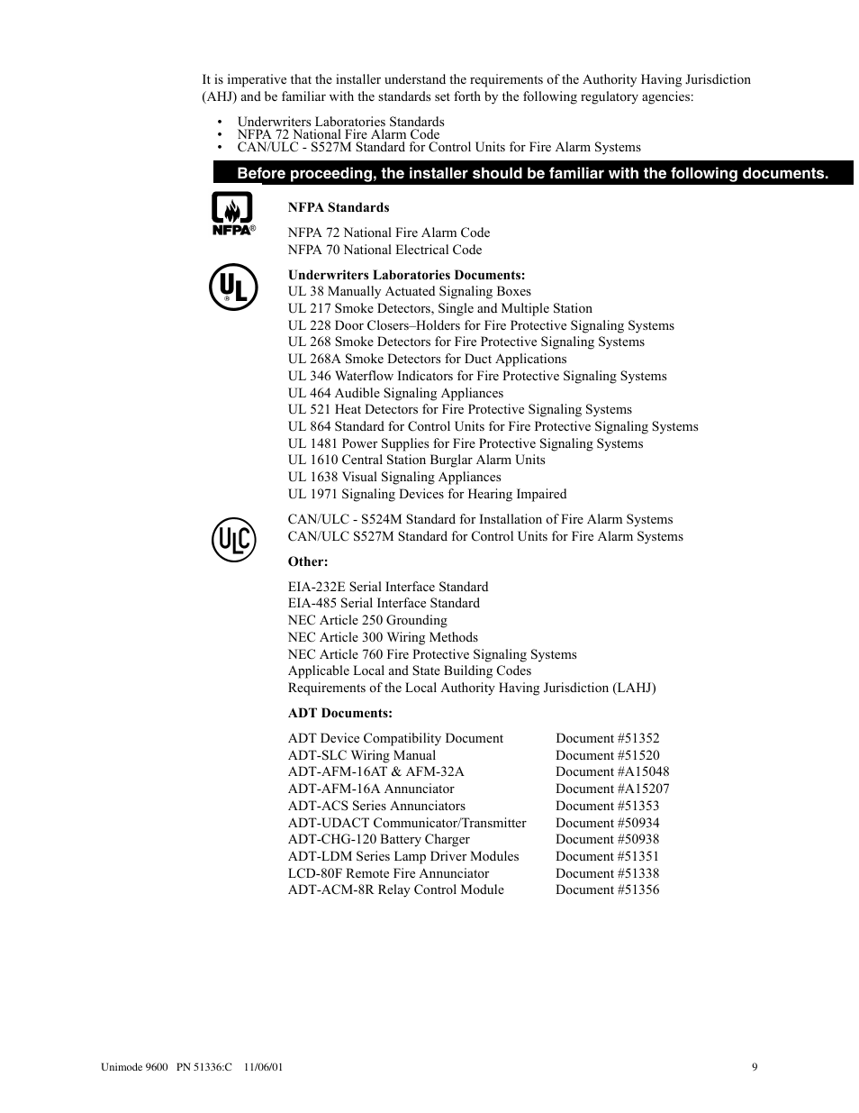 ADT Security Services Unimode 9600 User Manual | Page 9 / 148