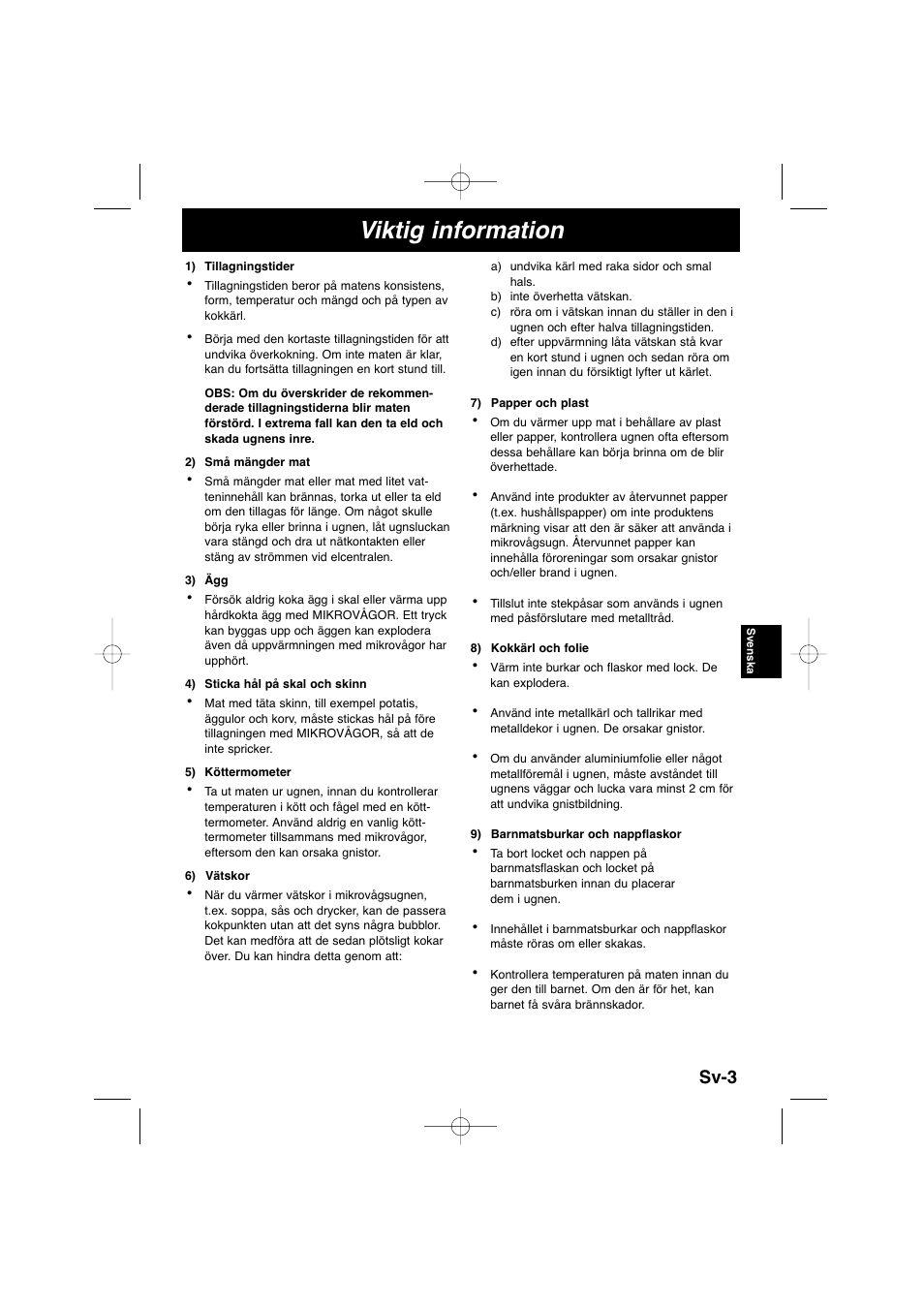 Viktig information, Sv-3 | Panasonic NNSD278SEPG User Manual | Page 103 / 212