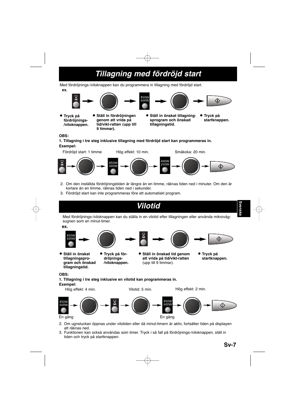 Tillagning med fördröjd start, Vilotid, Sv-7 | Panasonic NNSD278SEPG User Manual | Page 107 / 212
