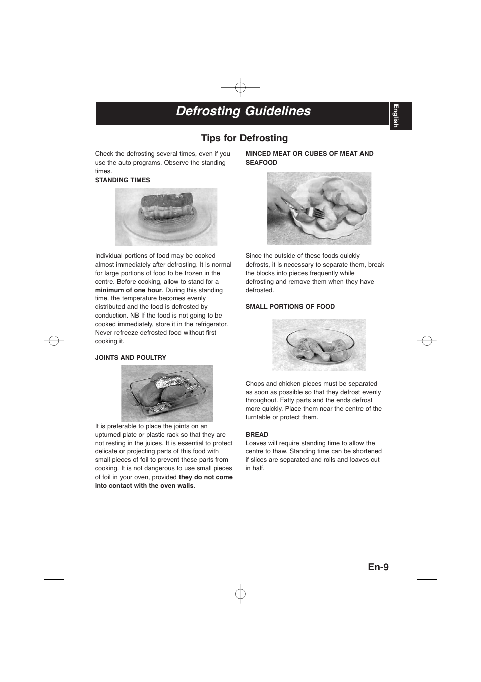 Defrosting guidelines, En-9, Tips for defrosting | Panasonic NNSD278SEPG User Manual | Page 11 / 212