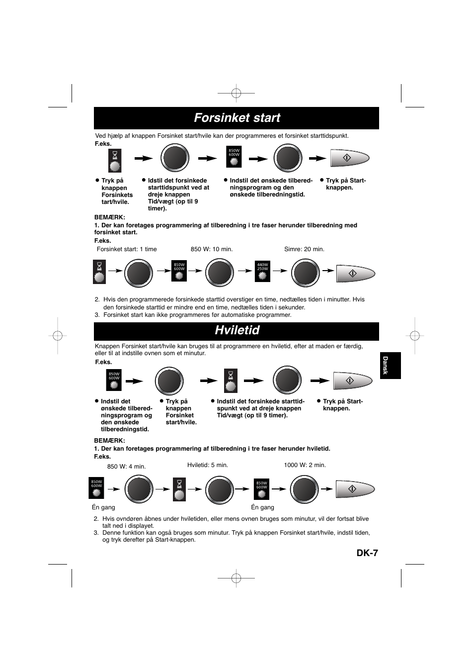 Forsinket start, Hviletid, Dk-7 | Panasonic NNSD278SEPG User Manual | Page 121 / 212