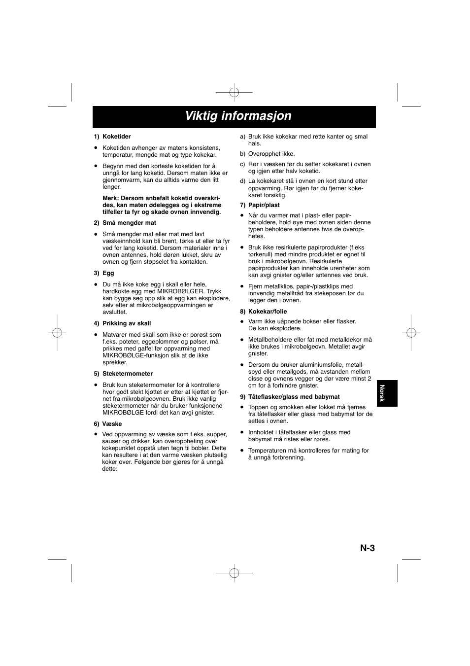 Viktig informasjon | Panasonic NNSD278SEPG User Manual | Page 131 / 212