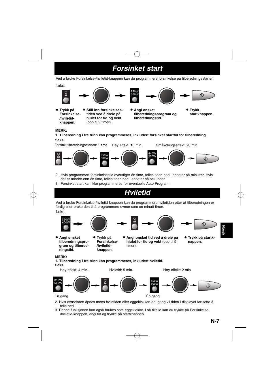 Forsinket start, Hviletid | Panasonic NNSD278SEPG User Manual | Page 135 / 212