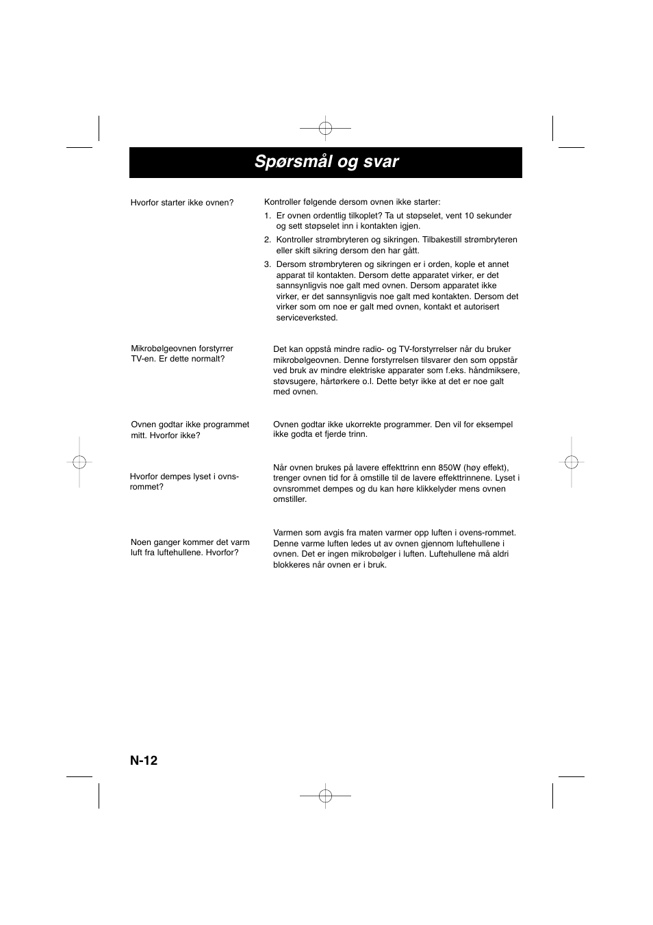 Spørsmål og svar, N-12 | Panasonic NNSD278SEPG User Manual | Page 140 / 212