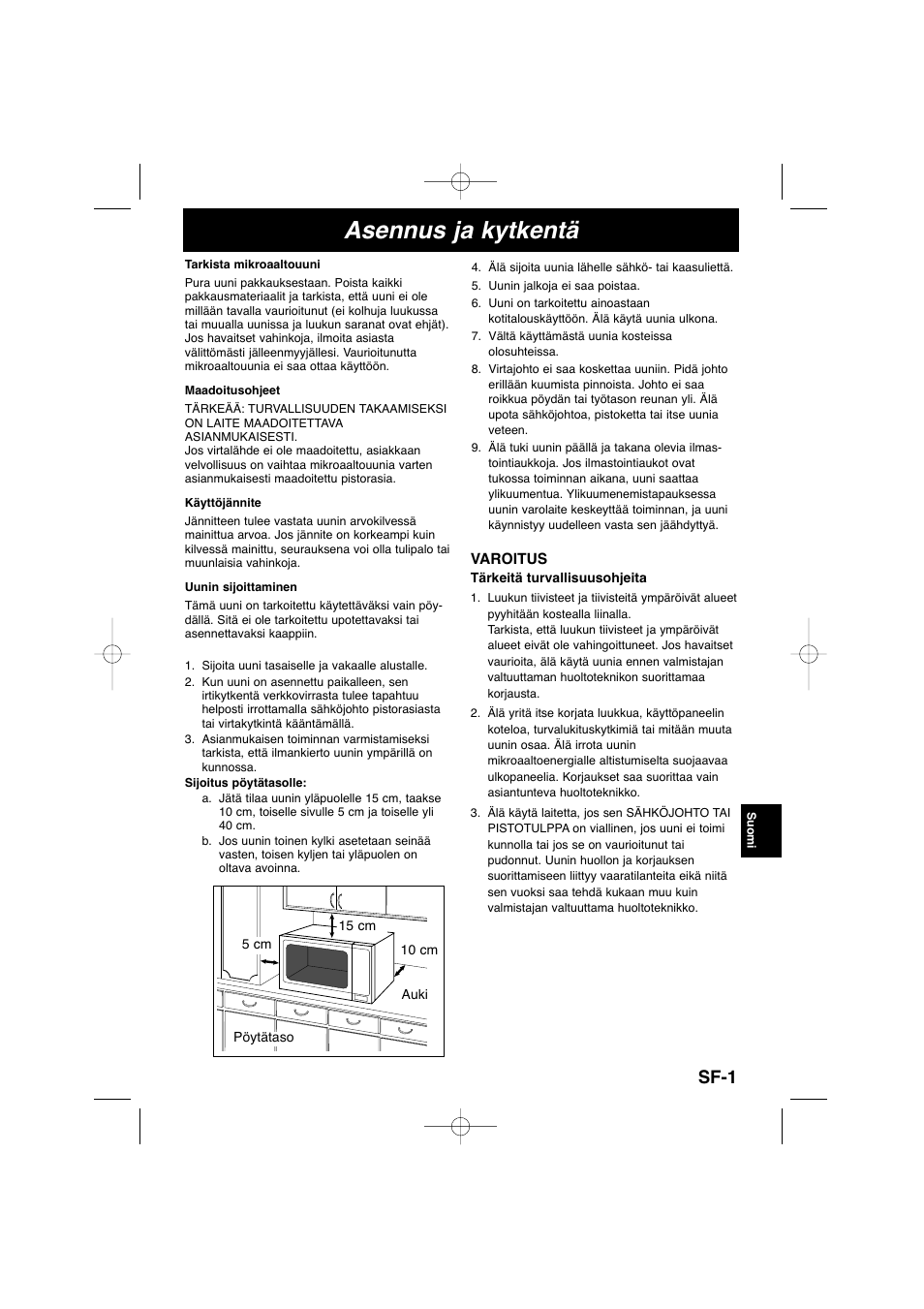 Asennus ja kytkentä, Sf-1 | Panasonic NNSD278SEPG User Manual | Page 143 / 212