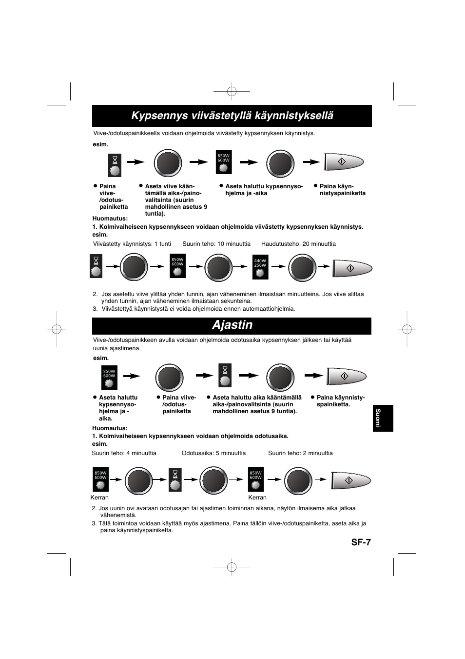 Ajastin, Kypsennys viivästetyllä käynnistyksellä, Sf-7 | Panasonic NNSD278SEPG User Manual | Page 149 / 212