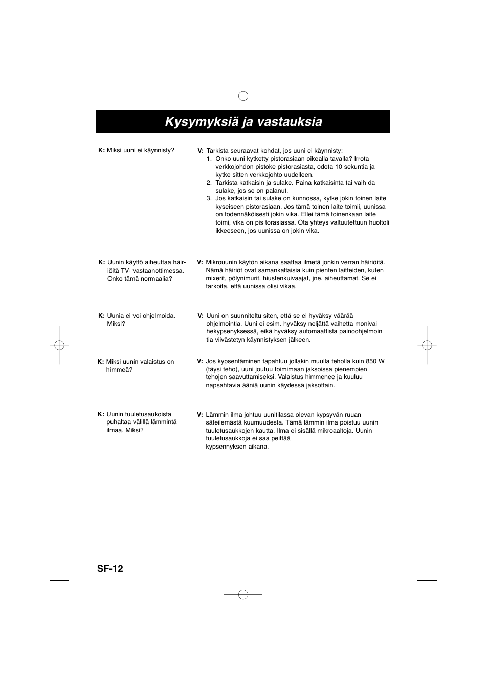 Kysymyksiä ja vastauksia, Sf-12 | Panasonic NNSD278SEPG User Manual | Page 154 / 212