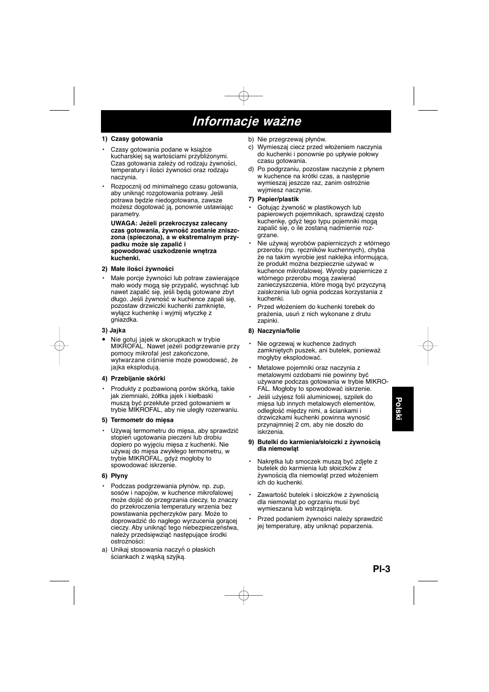 Informacje ważne, Pl-3 | Panasonic NNSD278SEPG User Manual | Page 159 / 212