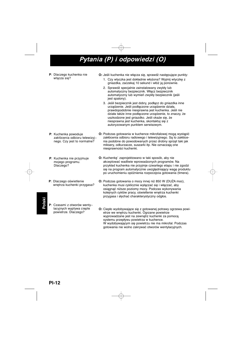 Pytania (p) i odpowiedzi (o), Pl-12 | Panasonic NNSD278SEPG User Manual | Page 168 / 212