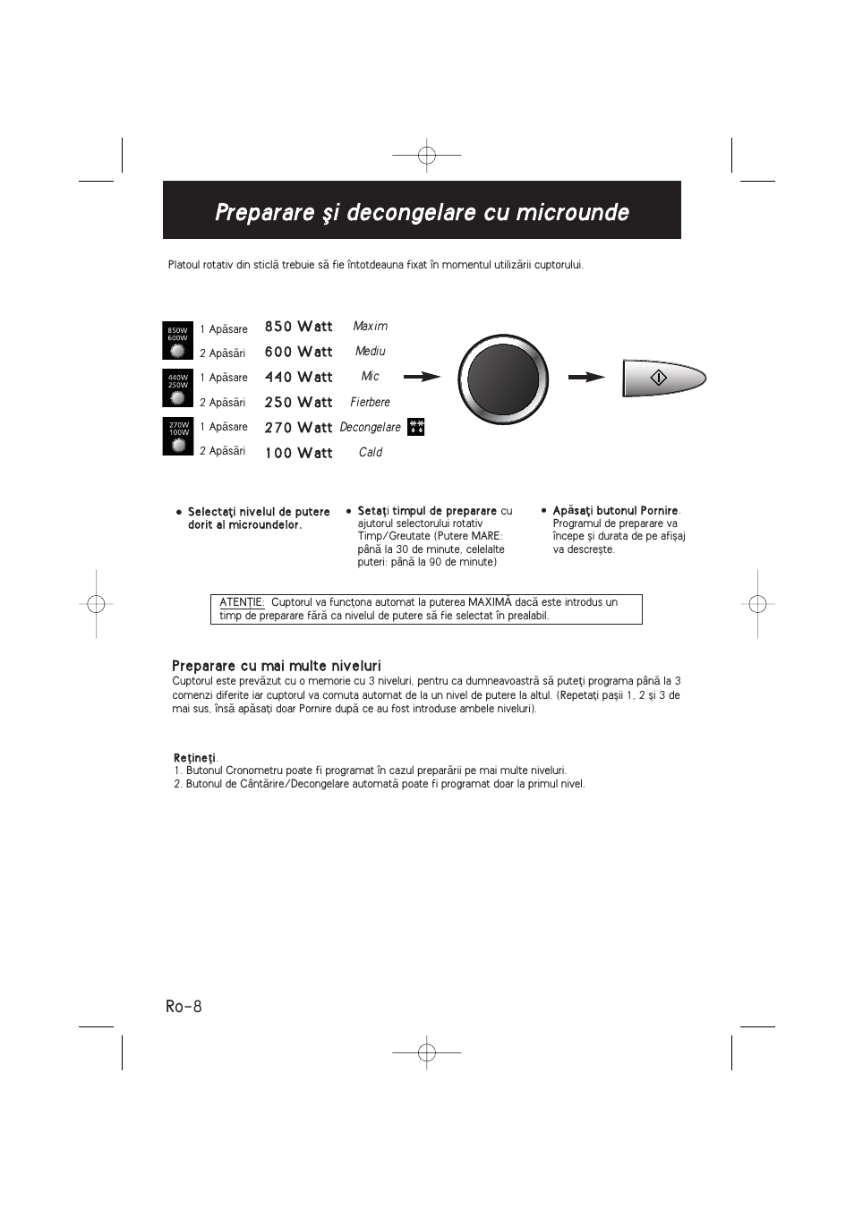 Preparare øi decongelare cu microunde, Ro-8 | Panasonic NNSD278SEPG User Manual | Page 178 / 212