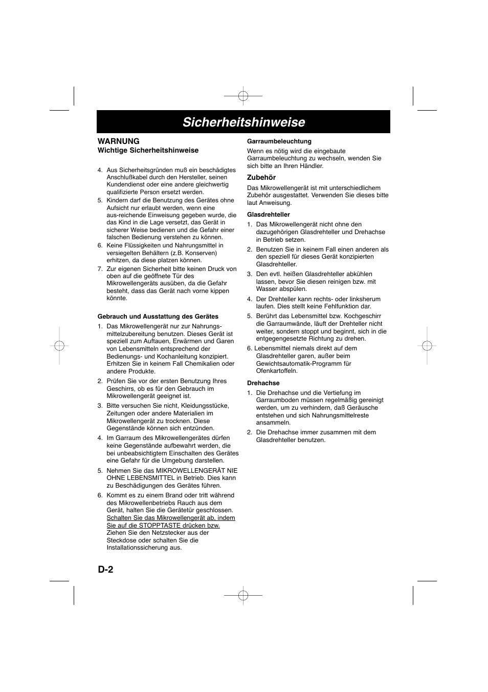 Sicherheitshinweise | Panasonic NNSD278SEPG User Manual | Page 18 / 212