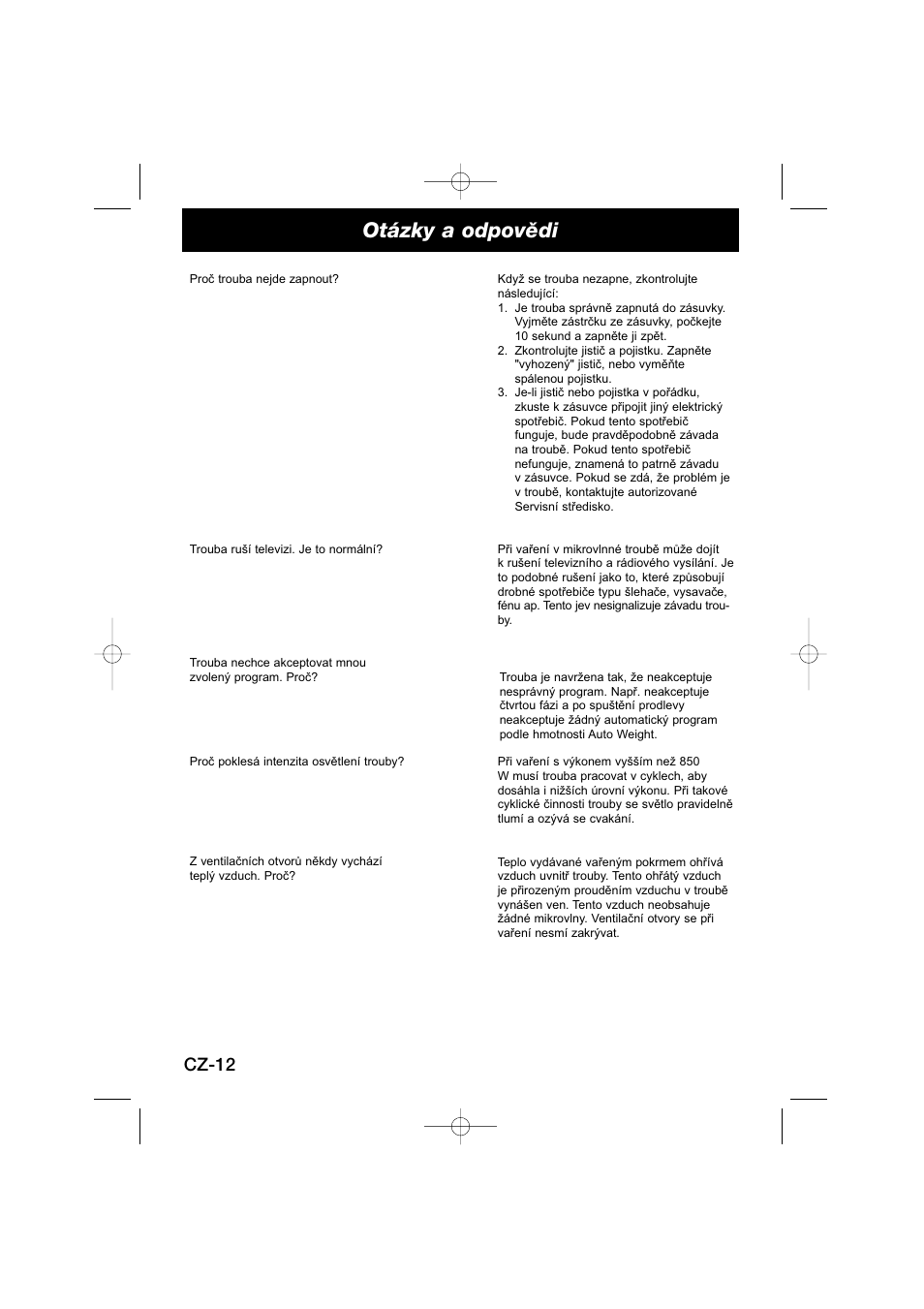 Otázky a odpovûdi, Cz-12 | Panasonic NNSD278SEPG User Manual | Page 196 / 212