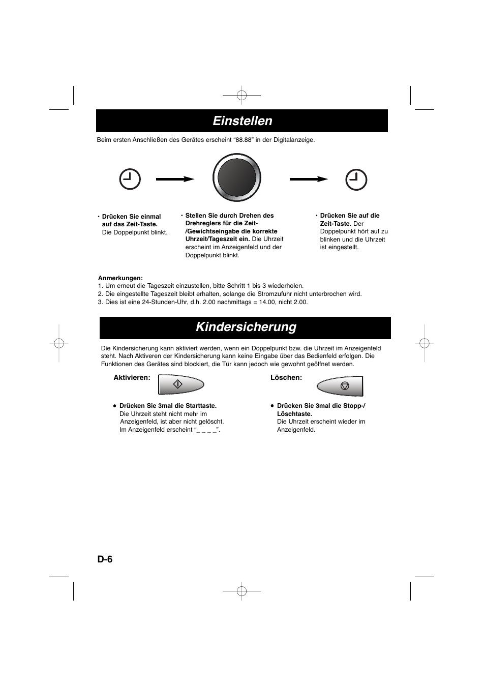 Einstellen, Kindersicherung | Panasonic NNSD278SEPG User Manual | Page 22 / 212