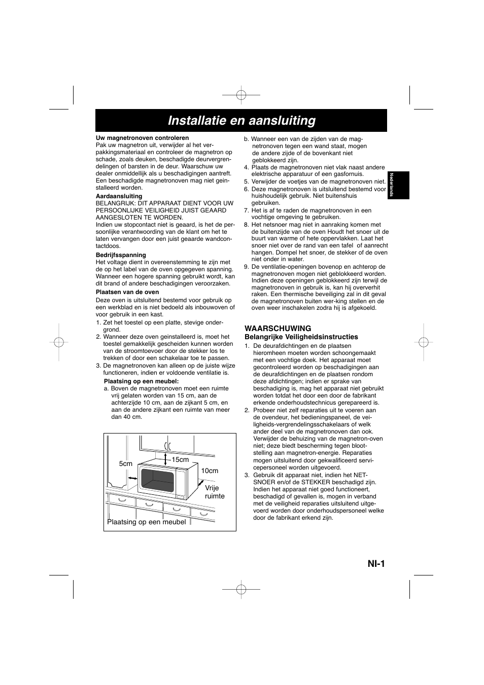 Installatie en aansluiting, Ni-1 | Panasonic NNSD278SEPG User Manual | Page 31 / 212