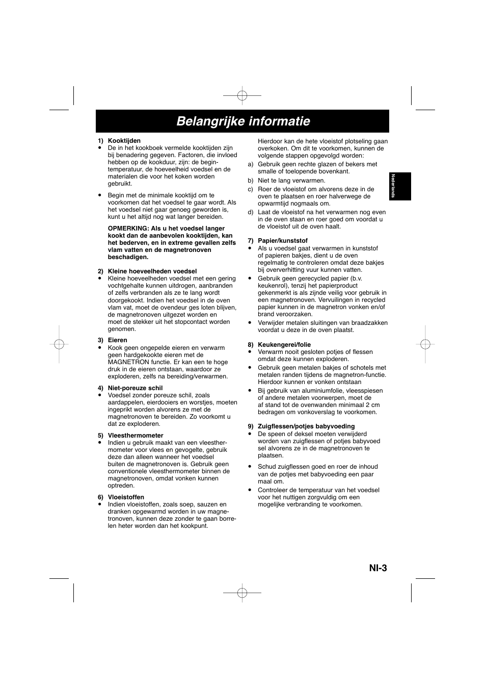 Belangrijke informatie, Ni-3 | Panasonic NNSD278SEPG User Manual | Page 33 / 212
